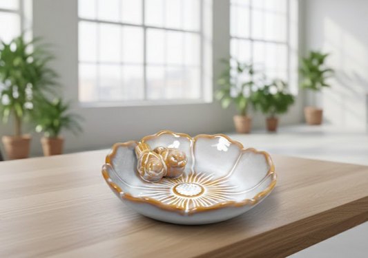 Vogeltränke,zwei Vögelchen,Blüte,creme glasiert,23 cm Wildvögel,Voliere