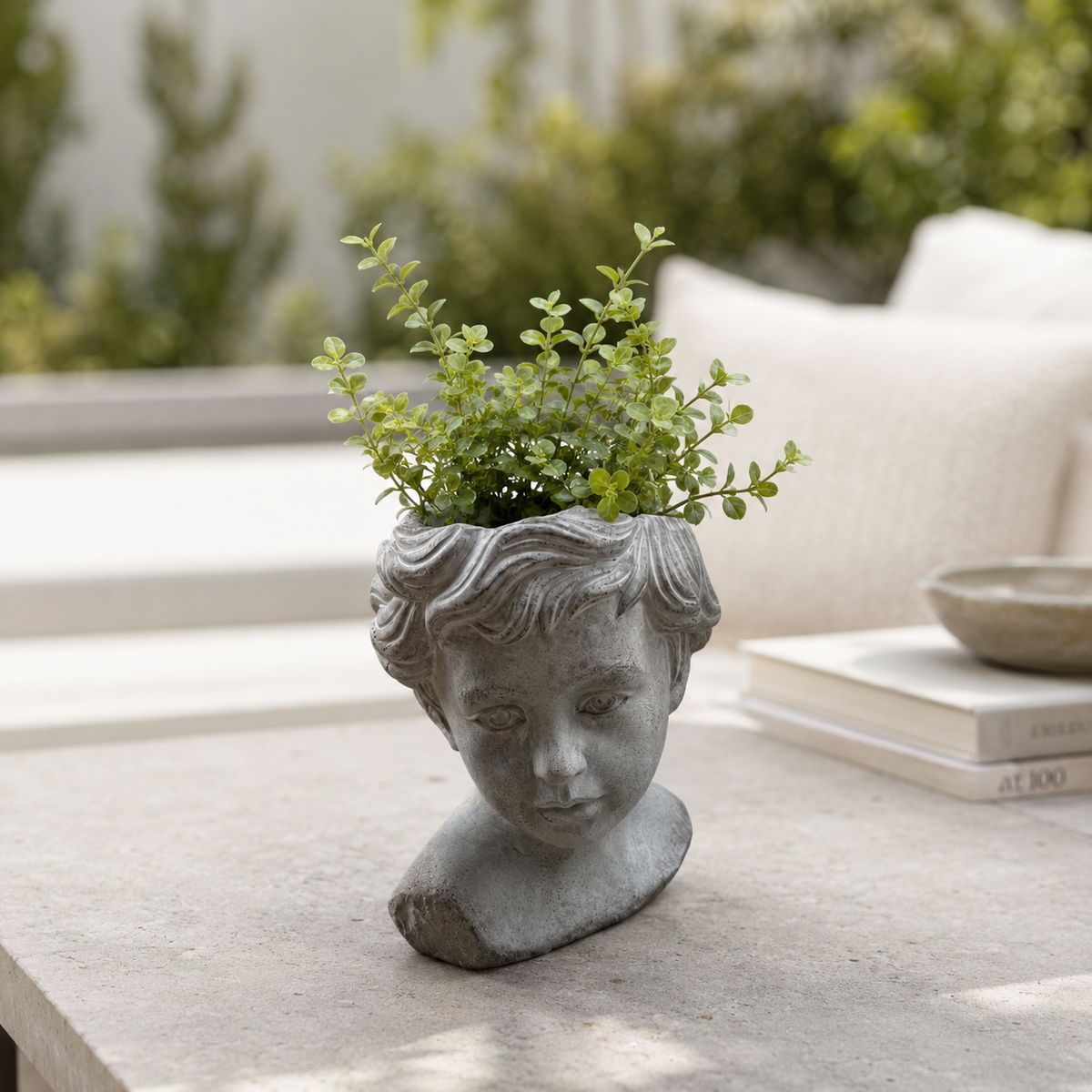 Pflanzkopf Beton Pflanzgefäß Gesicht Blumentopf Deko Kopf Innen Außen Varianten