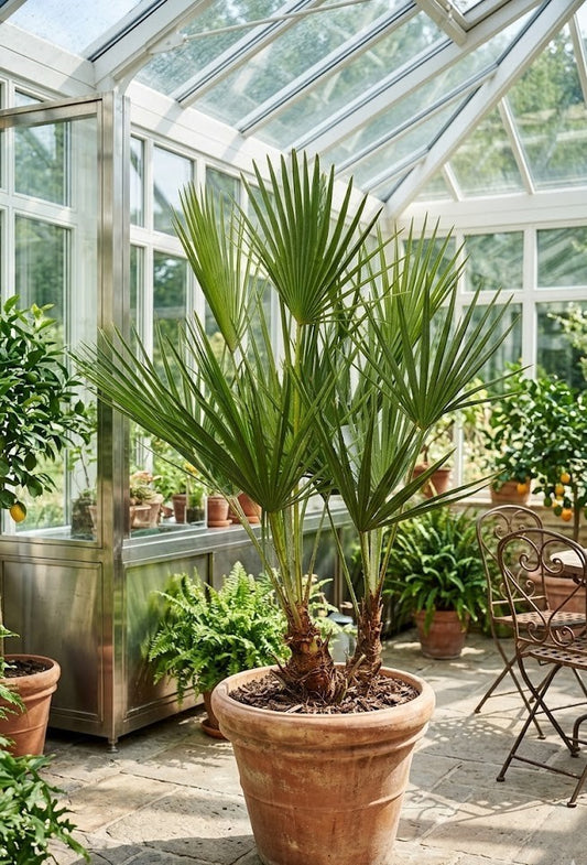 Exotische Zwergpalme Chamaerops humilis | 90cm hoch | mehrstämmig - winterhart