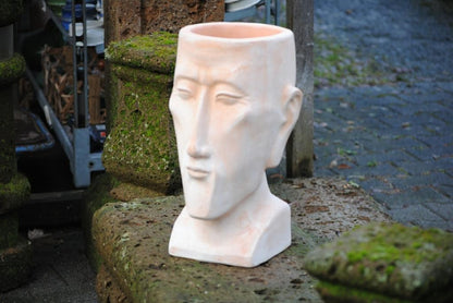 Männerkopf, bepflanzbar, helles terracotta , 41cm, frostbeständig,Pflanzgefäß