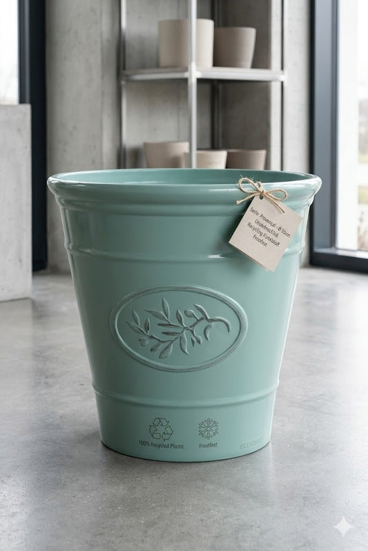 Pflanzkübel Ø 55cm – Glasur-Optik Mintgrün – Unzerbrechlich, Frostfest & leicht