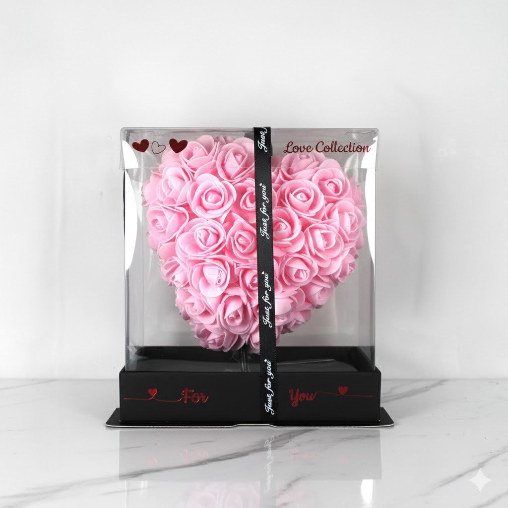Rosenherz Box Geschenk Frauentag – Deko Herz aus Kunstrosen 15cm 4 Farben