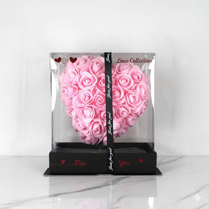 Rosenherz Box Geschenk Frauentag – Deko Herz aus Kunstrosen 15cm 4 Farben