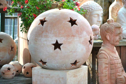 Terracottakugel,Sternkugel,frostbeständig,Windlicht,3er Set,3 Größen wählbar
