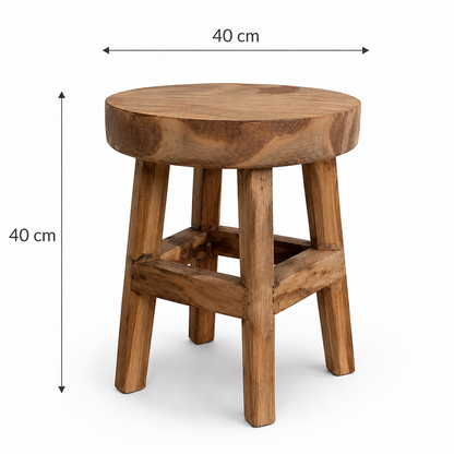 Teakholz Hocker Massivholz 40 cm Blumenhocker Pflanzenständer Beistelltisch