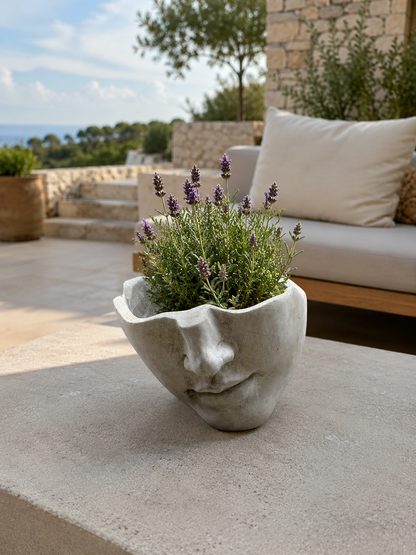 Pflanzkopf Beton Pflanzgefäß Gesicht Blumentopf Deko Kopf Innen Außen Varianten