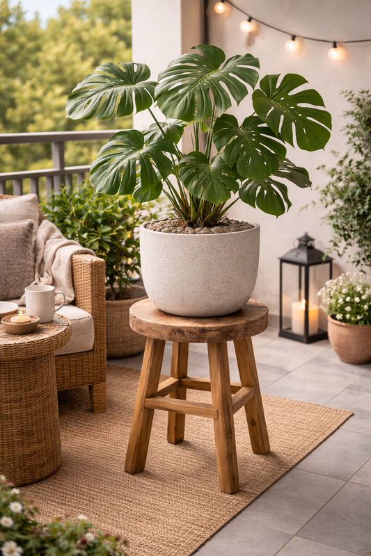 Teakholz Hocker 41 cm-30cm Ø Sitzhocker Massivholz Pflanzenhocker Blumenständer