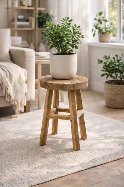 Teakholz Hocker 41 cm-30cm Ø Sitzhocker Massivholz Pflanzenhocker Blumenständer