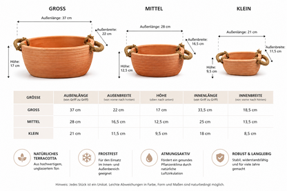 Terracotta Rustikal Blumenschale Pflanzschale Pflanzgefäß Garten Balkon Sparset