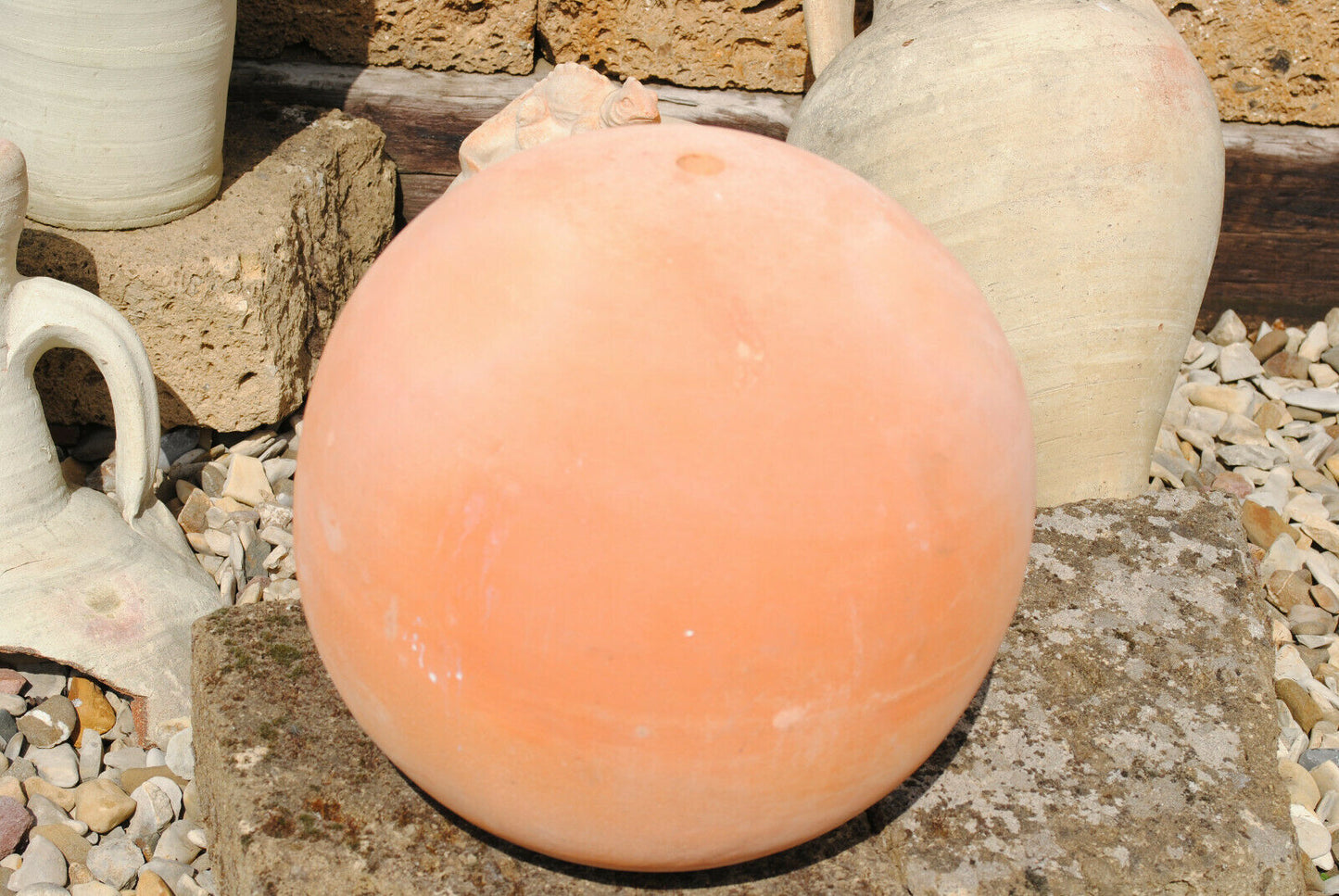 Terracottakugel mit Bohrung 16mm,für Wasserspiele,Wasserspeier,3 Größen wählbar