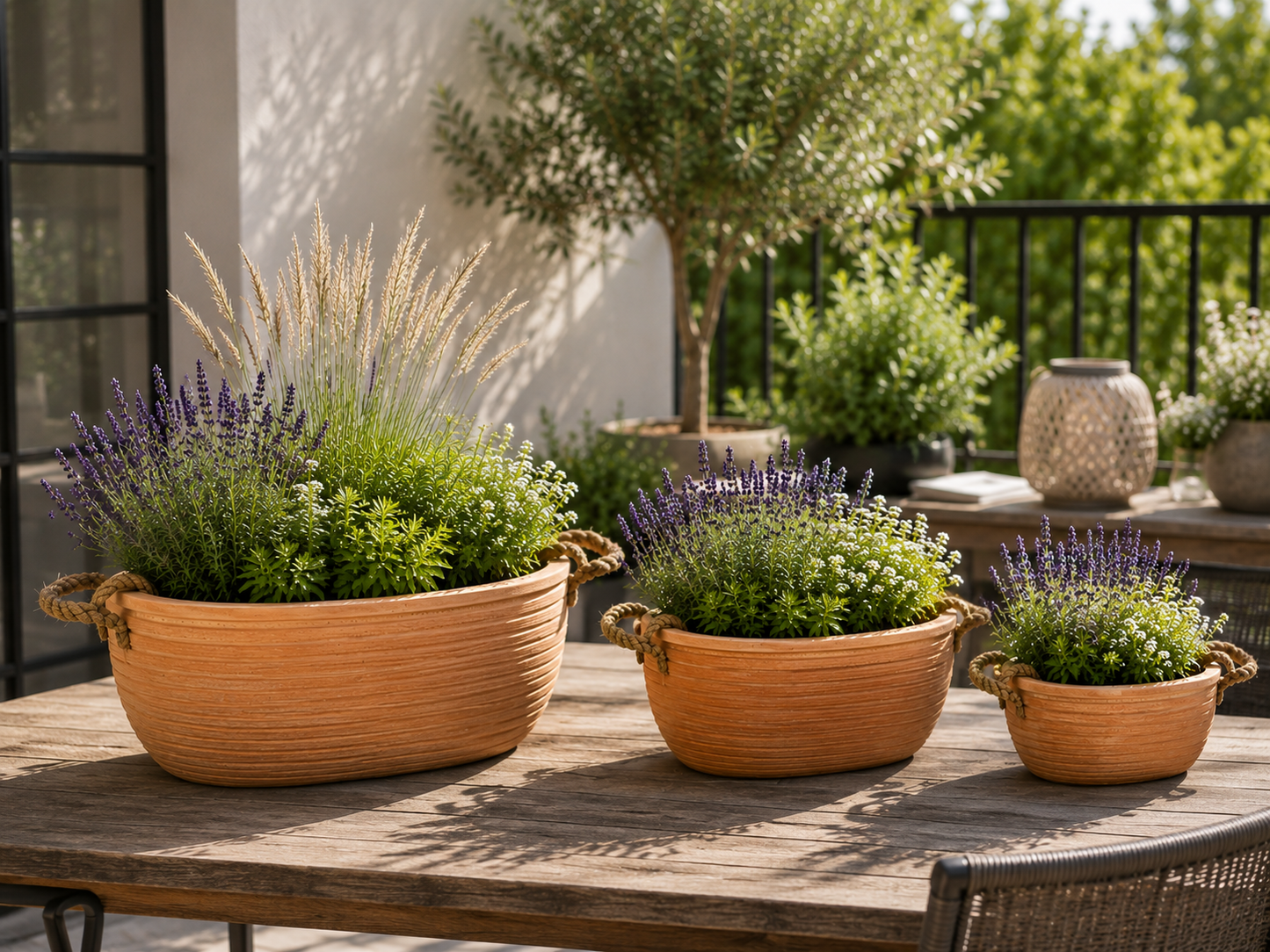 Terracotta Rustikal Blumenschale Pflanzschale Pflanzgefäß Garten Balkon Sparset